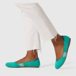 Rothy’s Womens The Flat Slip On Round Toe Shoes Calypso Blue Green Size 9.5